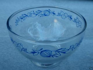 Vtg Retro Clear Glass Fruit Bowl Nappy Cup x 3 Blue Onion DOMINION