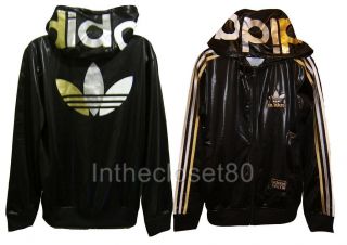CHILE 62 LINEAR MENS TRACK TOP HOODY JACKET BLACK/MET GOLD/SILVER/WHT
