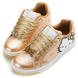 Hello Kitty Ladys Comfy Sneakers Low Profile Shoes Gold 910613#H3
