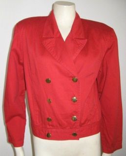 VINTAGE MOSCHINO MILANO RED DENIM JACKET DOUBLE BREASTED COTTON 36