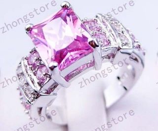 10 New pink sapphire lady/mens 10KT white Gold Filled Ring free