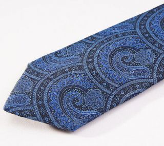 195 STEFANO RICCI Dark Blue Intricate Paisley Design Silk Tie