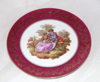 Vintage Limoges Meissner France Porcelain Plate Fragonard Lovers Scene