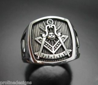 PERSONALIZED Past Master #008OP Sterling Silver Masonic Ring Oxidized