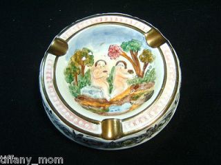 CAPODIMONTE HANDPAINTED ASHTRAY TRIMMED IN GOLD   MADE IN ITALY