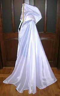 MEDIEVAL CLOAK WHITE CAPE WEDDING DRESS COSTUME GOTH LARP FANCY WITCH