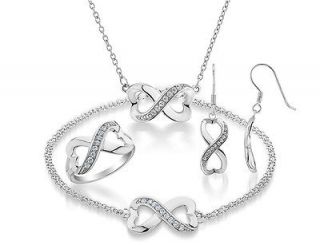 White Topaz Infinite Love Heart Ring OR Pendant OR Earings OR Bracelet