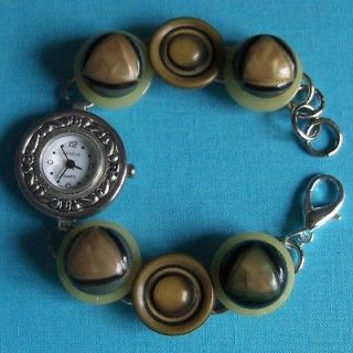 Antique Celluloid Glow Bubble Button Watch 857