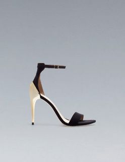 COLLECTION 2013 COMBINATION BLACK AND GOLD HIGH HEEL STRAPPY SANDAL