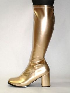 Gold Wonder Woman Super Girl Hero Hippie Disco Costume Knee Boots 5
