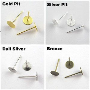 10 mm Flat Round Bank Peg&Post Ear Stud Gold,Silver,Br onze etc. R401