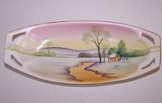 Meito China Hand Painted RELISH DISH 8 Creek Cottage Antique Vintage