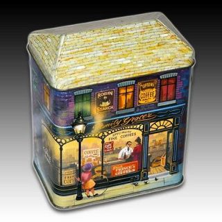 SILVER CRANE COMPANY TIN FAMILY GROCER HOUSE SHAPED CONTAINER   1989