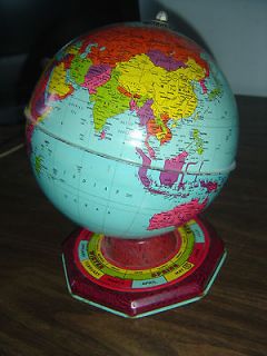 Vintage J. Chein & Company 7 1/2 Tin Worl Globe on Zodiac Stand