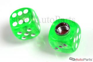 Newly listed 2 Clear Green Gem Dice Tire/Wheel Air Stem VALVE CAPS for