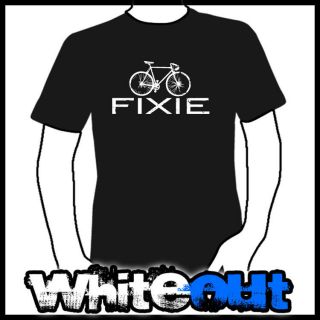 FIXIE BIKE FIXED GEAR CYCLING BICYCLE HIPSTER SINGLE SPEED BLACK T