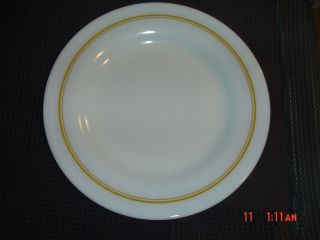 Pyrex Dinner Plates   White w/Double Gold Stripe