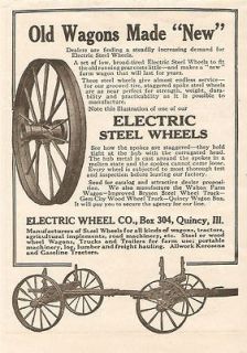 1926 ELECTRIC STEEL WHEELS & WAGON AD QUINCY IL ILLINOIS