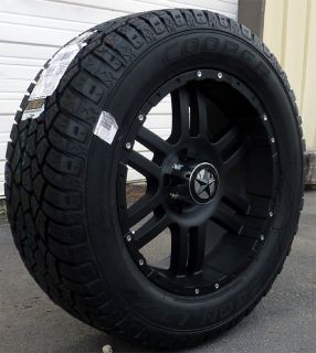 20 Flat Black Wheels Tires Chevy 1500 Tahoe 20x9 Matte Black 20 inch