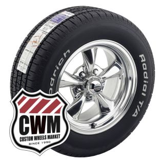 15x7 Chrome Wheels Rims BFG Radial T A Tires 225 70R15 for Chevy