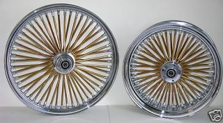 DNA Mammoth Fat 52 Gold Spoke Wheels 21x3 5 18x8 5 Harley