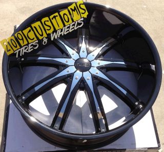 22 inch Black Wheels Rims Tires Dcenti DW29 5x110 Custom Drill