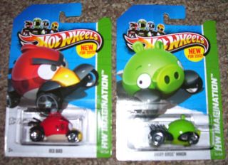 HOT WHEELS ANGRY BIRDS; RED BIRD & MINION PIG VEHICLE, 2012 35/50 & 47