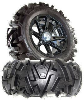 MSA M12 Diesel 14 Black ATV Wheels 26 Moto MTC Tires Yamaha Rhino
