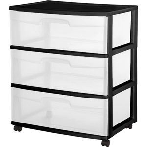 Drawer Wide Storage Cart Wheels Clear Heavy Duty Plastic Choose Your