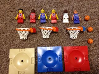 Lego Basketball Lot of 6 NBA Minifigures Nets Rims Bases Balls