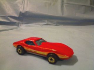 Mattel 1980 Hot Wheels Corvette Stingray Red w Yellow Orange Stripe