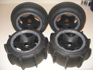 Scale Baja Buggy Sand Tires Wheels mounted paddles 4 Fit HPI 5B SS