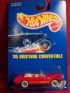 1991 Hot Wheels Red 65 Mustang Convertible White Walls Diecast Model