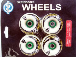 Set Krytonics Skateboard Wheels 54mm 97A ABEC 5 Bearings Installed