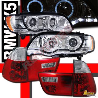 00 01 02 03 BMW X5 E53 HALO RIMS LED STRIP R8 PROJECTOR HEADLIGHTS