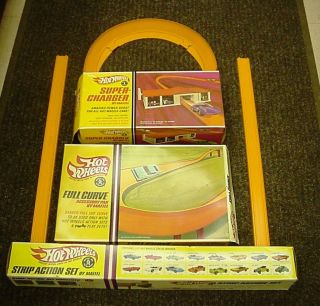 Hot Wheels Set in Boxes Strip Action Super Charger Full Curve More