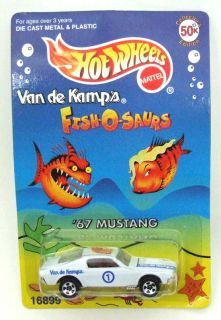 1996 Hot Wheels Van de Kamps Fish O Saurs 67 Mustang White 1 MOC 16899