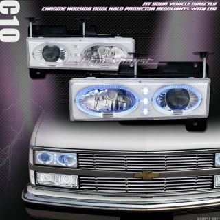 EURO LED HALO RIMS PROJECTOR HEAD LIGHTS LAMPS 88 98 CHEVY GMC C10 C K