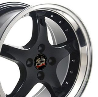 17 x 9 Black 4 Lug Staggered Cobra Wheels Rim Fits Mustang® 79   93