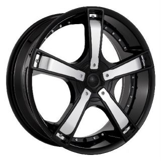 20 Black Wheels Rims Tires Pkg Chrome Inserts Starr 663 FWD 5x114 3