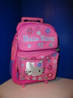 NWT $89 Hello Kitty Kids Children Rolling Backpack Wheels Wheeled Pink