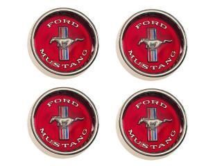 1965 1966 Mustang Styled Steel Wheels Center Caps Red