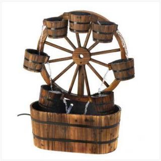 Country Bucket Wagon Wheels Garden Decor w Pump Retails $199 95