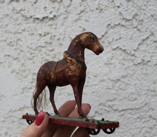 Miniature Paper Mache Horse on Wheels Sweet companion for Petite size