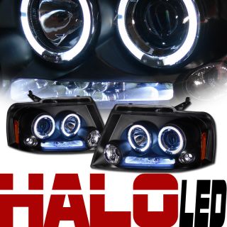 BLACK DRL LED DUAL HALO RIMS PROJECTOR HEAD LIGHTS LAMPS SIGNAL 04 08