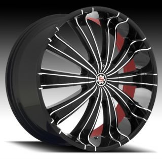 26 inch Scarlet 6BP Black Polish Rims Tires Nissan Titan