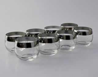 Dorothy Thorpe Roly Poly Silver Rim Glasses Set of 8 Mad Men
