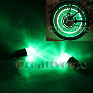 4pcs Neon LED Bike Car Tyre Tire Valve Caps Light Green