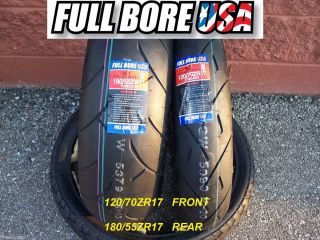 Two Tire Set 120 70ZR17 180 55ZR17 Full Bore USA Sport Bike Motorcycle