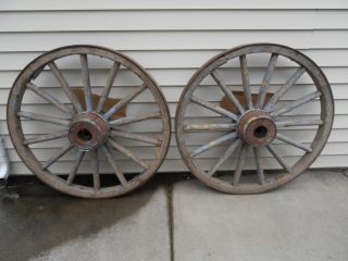 Pair Antique Wooden Wagon Wheels Local Pickup Only Western NY